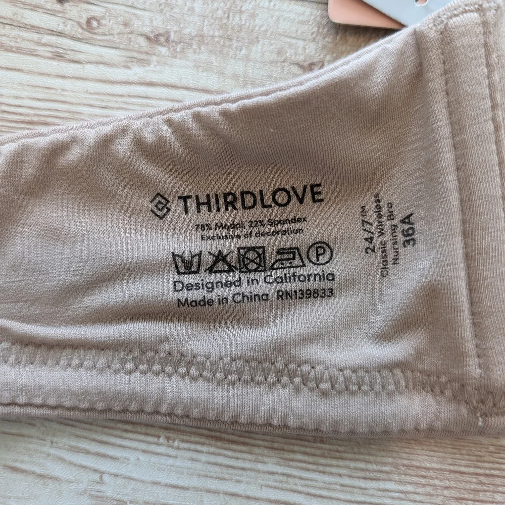 Thirdlove beige lightly lined wirefree front close nursing pumping bra size 36A - Picture 6 of 8